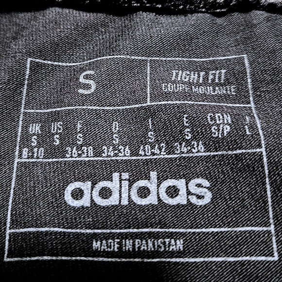 Adidas Womens Tight Fit Leggings Sm Black White 3 Stripe Logo Pants Stretch - Picture 5 of 8